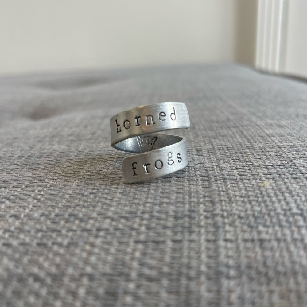 TCU “Horned Frogs” Twist-Around Silver Ring